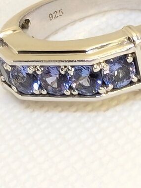 JTV Blue Tanzanite Rhodium Over Sterling Silver Men's Ring 1.27ctw sz 10